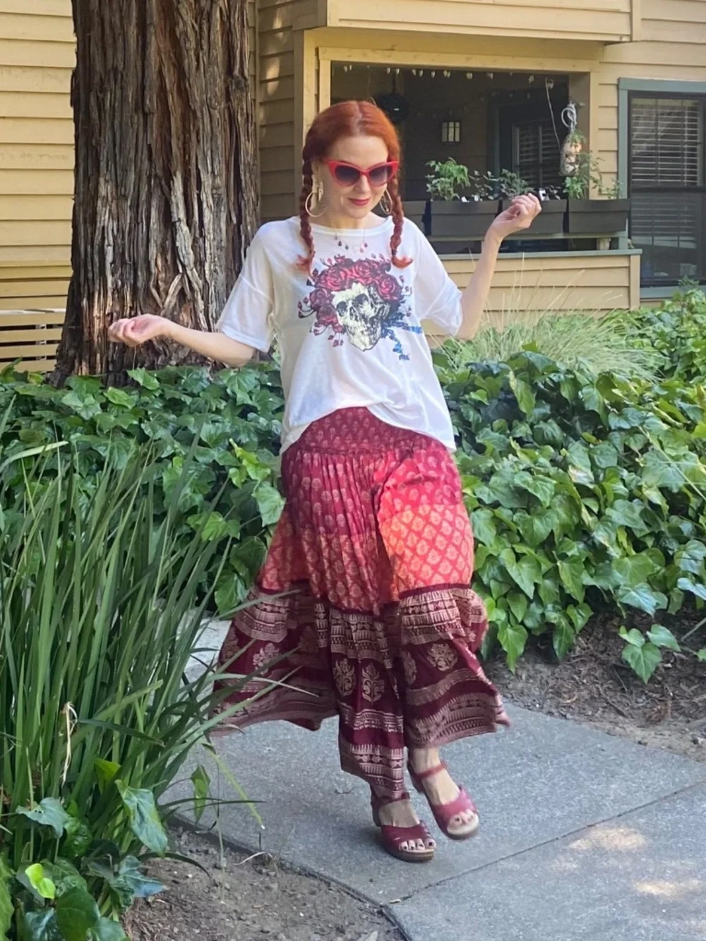 Raga crop top and tiered skirt set size small